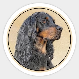 Gordon Setter Painting - Cute Original Dog Art Sticker